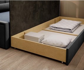 Canapea albastră/gri extensibilă/cu spațiu de depozitare cu tapițerie din chenille 214 cm Fulgeo – ELTAP