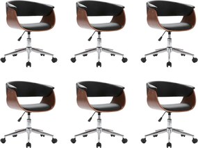 vidaXL Scaune de bucătărie pivotante, 6 buc., negru, piele ecologică