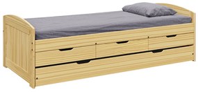 Pat cu pat extensibil, natural, lemn masiv, 90x200, MARINELLA NEW