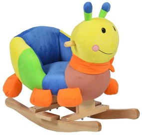 Balansoar din plus cu melodii NOVOKIDS ™ Caterpillar XXL , 1-7 ani, dimensiuni 56x30x46 cm, max 30 kg, model Fluturas , Multicolor