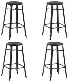 vidaXL Scaune de bar, 4 buc., negru, plastic
