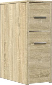 vidaXL Dulap de baie îngust cu roți, stejar sonoma, lemn prelucrat