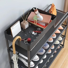 Pantofar, Naimeed D5547, raft incaltaminte, polita multifunctionala, 81 x 22 x 60 cm, negru