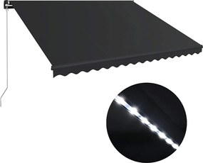 vidaXL Copertină retractabilă manual cu LED, antracit, 450 x 300 cm