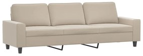 348997 vidaXL Canapea cu 3 locuri, crem, 210 cm, țesătură microfibră