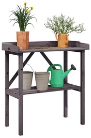 vidaXL Masă de plante cu raft, gri, 78x38x82,5 cm, lemn masiv de brad