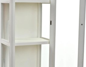 Vitrină french country din lemn și sticlă, 48 x 35 x 160 cm, alb antichizat, 1 ușă, 1 sertar, „Belle"
