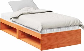 vidaXL Pat de zi cu saltea, maro ceruit, 90x190 cm, lemn masiv pin