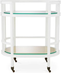 Gheridon LUX, Lemn, Rattan, Bahamas alb