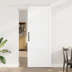Ușa glisantă vidaXL cu set de accesorii alb 83x211 cm din lemn masiv de pin