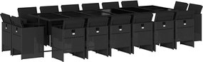 vidaXL Set mobilier de grădină cu perne, 17 piese, negru, poliratan