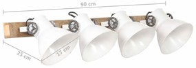 Lampa de perete industriala, alb, 90 x 25 cm, E27 1, Alb, 4 la rand