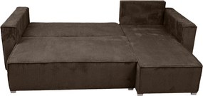 Canapea colt extensibila SMART COSARO maro inchis, cu colt bilateral + 2 perne CADOU