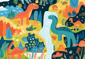 Fototapet - Dinozauri veseli (147x102 cm)