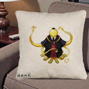 Perna Personalizata Assassination Classroom Koro-sensei, 40x40 cm, Bej Canapea, Husa Detasabila, Perna Inclusa, BEKZ®