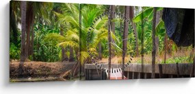 Tablou - Nava din lemn în canal , Thailand (cu ceas) (90x30 cm)