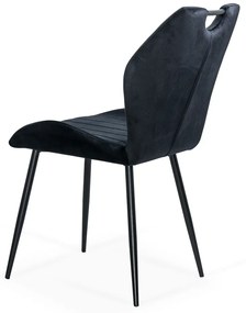 Scaun living negru din catifea cu cadru metalic si spatar ergonomic BUC 204