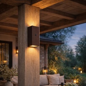 Aplică maro rugină 2 lumini GU10 AR70 IP44 cu senzor lumină-întuneric - Baleno