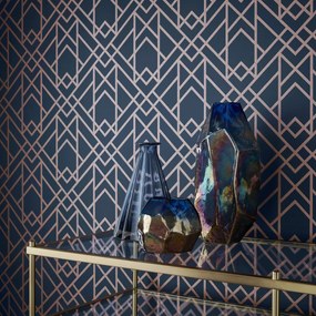 Tapet Metro, Midnight Blue Luxury Geometric, 1838 Wallcoverings, 5.3mp / rola