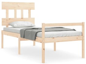 3195376 vidaXL Cadru de pat senior cu tăblie single mic, lemn masiv