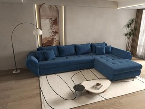 Colțar extensibil dumonde cu ladă de depozitare si sezut confortabil din spuma high-density, Loana XL Zoom Albastru II 335x185 cm