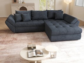 Colțar extensibil dumonde cu ladă de depozitare si sezut confortabil din spuma high-density, Loana Enjoy Antracit II 270x185 cm