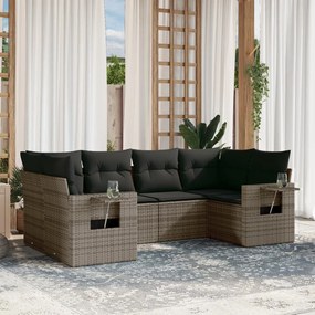 3252917 vidaXL Set mobilier grădină cu perne, 6 piese, gri, poliratan