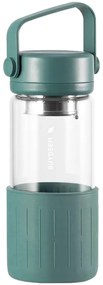 Sticlă de ceai cu infuzor BUYDEEM DG42, 300 ml, protecție silicon, verde