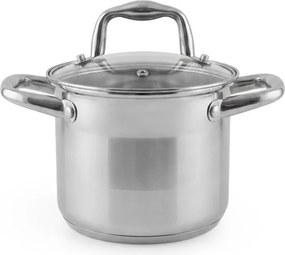 Oala adanca Oliver Voltz OV51211E14, 1,5 l, Ø14x12 cm, Capac din sticls, Otel inoxidabil, Inductie, Argintiu