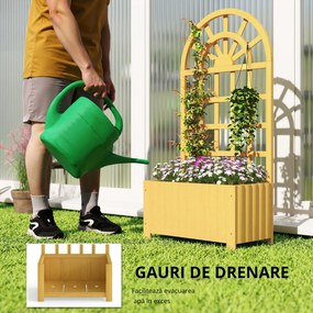 Outsunny Jardinieră cu spalier din lemn cu drenaj pentru cultivare legume, flori, ierburi aromatice 60x30x120 cm natural | Aosom Romania