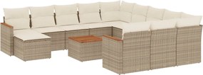 vidaXL Set canapele de grădină, 13 piese, cu perne, bej, poliratan