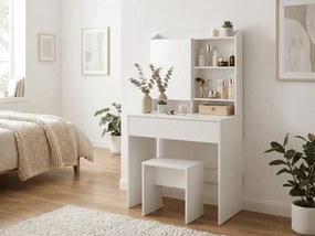 Masuta de toaleta cu oglinda LUNAVI 70x40 cm, albă