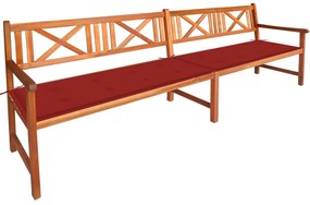 Banca de gradina cu perne, 240 cm, lemn masiv de acacia 1, Rosu, 120 x 50 x 3 cm, Rosu