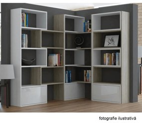 RAA601 - Rafturi colt, 130 cm, biblioteca pentru birou, dulap hol, living - Alb