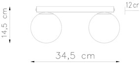 Plafonieră neagră cu abajur din sticlă ø 12 cm Umerta – Sollux