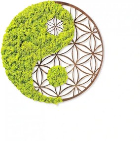 Decoratiune perete YIN YANG, verde/maro, 44x1x44 cm