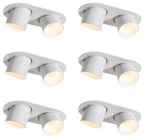 Set de 6 spoturi încastrate albe cu 2 lumini GU10 de 50 mm - Installa