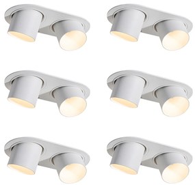 Set de 6 spoturi încastrate albe GU10 50mm cu 2 lumini - Installa