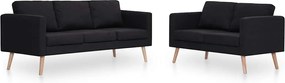 vidaXL Set canapele, 2 piese, negru, material textil