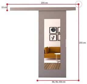 Supermobel Ușă glisantă cu oglindă STANDARD I + amortizor, 96x205, alb
