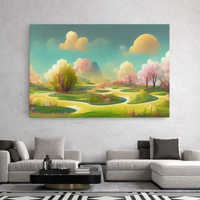 Tablou Canvas, 20x30cm, Dormitor si Living, Peisaje, Vara, Cartoon Spring