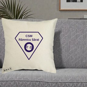 Perna Personalizata CSM Ramnicu Sarat Fotbal, 40x40 cm, Ecru, Husa Detasabila, Perna Inclusa, BEKZ®