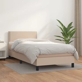 3141034 vidaXL Pat box spring cu saltea, cappuccino, 80x200 cm piele ecologică