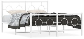 376294 vidaXL Cadru de pat metalic cu tăblie, alb, 140x200 cm