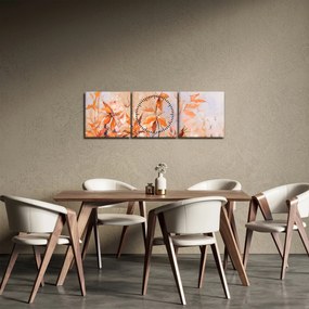 Tablou - Flori pictate (cu ceas) (90x30 cm)