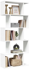 vidaXL Bibliotecă/separator cameră 5 niveluri, alb, 70x24x161 cm, lemn
