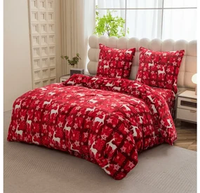 Lenjerie de pat din microfibra VELVET CHRISTMAS rosie Dimensiune lenjerie de pat: 2 buc 70 x 90 cm | 200 x 220 cm