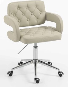 HR8403K Scaun Ecru Piele Ecologica Premium Soft cu Bază Cromata