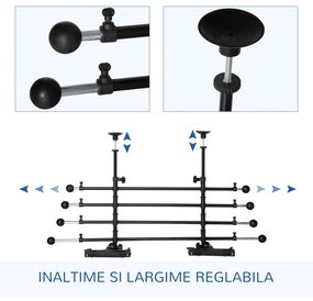 PawHut Despartitor auto pentru caini reglabil pe inaltime si latime, din fier si ABS 85-140L x 40-50Acm, negru | Aosom RO