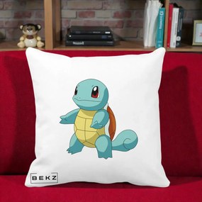 Perna Personalizata Squirtle Pokemon, 40x40 cm, Alba Mata, Husa Detasabila, Perna Inclusa, BEKZ®